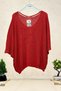 V-Neck Thessaloniki Knit Mercerized Loose Oversize Blouse