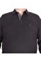 Plus Size Polo Neck Men's Sweatshirt - Feel Good 24408 Black - 2