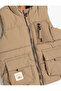 Inflatable Vest Hooded Fleece Lined with Flap Pocket Detail - 3