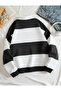 Striped Polo Collar Sweatshirt Soft Wide Fit Cotton - 2