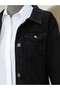 Pocket Detailed Random Wash Denim Jacket - Black - 4