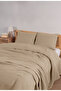 4 Layer Muslin Double Bed Cover Set-230X250 Cm, Summer Pique & Pillow Case (3 Pieces)-Beige - 3