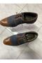 Navy Blue and Coffee Inside Out Real Leather Lace up Men Shoes