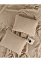 4 Layer Muslin Double Bed Cover Set-230X250 Cm, Summer Pique & Pillow Case (3 Pieces)-Beige - 6