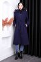 Navy Blue Waist Belted Cashmere Coat