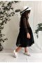 Girl's Black Hat Laced Princess Model Dress - 4