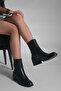 İnare Black Women's Chelsea Boots - Double Elastic Casual Heels - 2