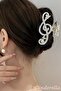 Left-Handed Switch Note Musical Rhinestone Metal Clasp Silver Color - Women's Clasp Hair Bun Clip - 3