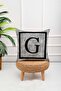 Gray Color Black Heart g Letter Digital Printed Throw Pillow Cover - 2