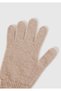 Women's Beige Melange 100% Wool Plain Gloves with Ankle Detail - 2