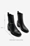 İnare Black Women's Chelsea Boots - Double Elastic Casual Heels - 8