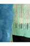 Green Half Turtleneck Openwork Knitwear Women's Sweater - 7