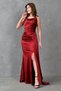 Degaje Collar Draped Slit Detailed Fish Cut Satin Fabric Maxi Length Burgundy Satin Dress 39461 - 5