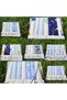 Combed Cotton Baby Mouth Wipes Pack of 7 - 100% Cotton 22X22 cm Mouth Wipes - Sky Series (Blue Tones) - 7