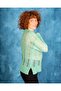 Green Half Turtleneck Openwork Knitwear Women's Sweater - 2