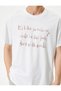 Slogan Printed T-Shirt Crew Neck Short Sleeve Cotton - 5