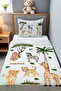 Single Baby Kids Pique Set with Spilt Leaves and Safari Pattern - 2