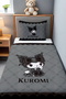 Gray Patterned Shy Kuromi Patterned Single Baby Child Pique Set - 2
