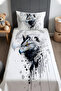 Black and White Eagle Pattern Bedspread and Pillowcase