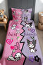 Best Friends Kuromi and My Melody Patterned Bedspread and Pillowcase