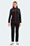 Rockstar Women's Zippered Stand Collar Black Tracksuit Set with Pockets - 6