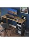 Working Office Home Office Computer Desk With Shelves - Walnut and Grey - 2