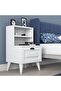 Bedside Table Night Stand with 2 Shelves and Membrane Drawer, White - 2