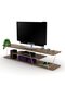 Tars Modern TV Stand for Living Room, TV Unit Media Easy Assembly - Walnut and Chrome - 3