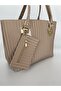 Women's Beige Gift Daily Wedding Mother Bag Large Size Hand and Shoulder Bag with Wallet - 2