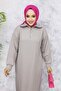 Basic Hijab Dress - Gray 2333 - 2