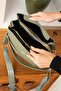 Women's Printed 3 Compartment Postman and Shoulder Bag Green Size: 25X25 cm - 8