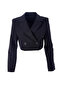 Double Breasted Crop Blazer Jacket Black - 2