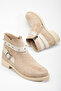 Women's Leather Suede Thermo Sole Buckle Side Zipper Short Heeled Boots - 3