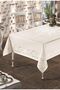 Dirt-Free Stain-Resistant Lace Patterned Tablecloth Modern Design 160X220 Cream - 3