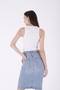 Narrow Fit Classic Style Pocketed and Regular Waisted Light Blue Women's Denim Skirt Four Seasons - 3