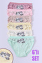 Girl's Panties Cat Printed Set of 6