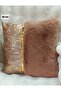 pillowcase plush and velvet fabric Velvet Look square Throw Pillow Case with Gold Leather Accessories - 3
