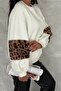 Women's Oversize Sweatshirt with Leopard Detail and Cotton Inside - 5