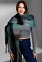 Women's Soft Textured Plaid Patterned Shoulder Shawl Scarf - 3