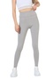 High Waist Ribbed Light Gray Leggings - 3