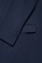 Slim Fit Navy Blue Dobby Mono Collar Viscose Suit Combination - 5