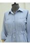 Elastic waist, buttoned, striped dress - navy - 5