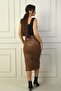 Women's Side Slit Front Gathered Midi Leather Skirt - 4
