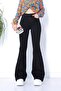 Ganikus spanish leg black jean extra lycra high waist long leg (gathering)