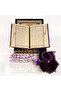 Shawl + Prayer Rug + Rosary + Quran Gift Set (Medium B. Shams Lafzatullah Gold Plexi Raschel Box, Purple) - 4