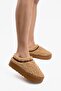Women's Tan Lamb Plush Sheepskin Embroidered Winter Mini Slippers Boots & Bootie - 2