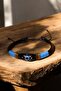 Adjustable Leather Bracelet with Evil Eye Beaded String Wrap - 4