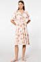 Türen Leaf Print Short Sleeve Dress 3354/Powder - 5