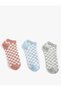 Checkerboard Patterned 3-Piece Booties Socks Set - Multicolored - 2