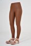 Coffee Wide Belt Raster Full Lycra Matte Leather Leggings 26269/1209 - 2